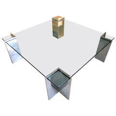 Glass and Polished Steel Coffee Table by Leon Rosen for Pace Collection C. 1970s