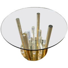 Brass-Plated Steel and Lucite "Stalagmite" Based Circular Table  C. 1980s