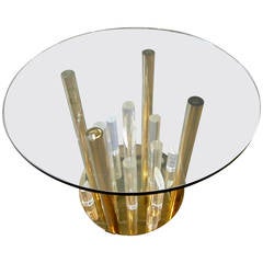 Brass-Plated Steel and Lucite "Stalagmite" Based Circular Table  C. 1980s