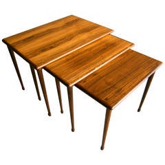Trio of Norwegian Rosewood Stacking Tables Made by Brode Blindheim  C.1960s