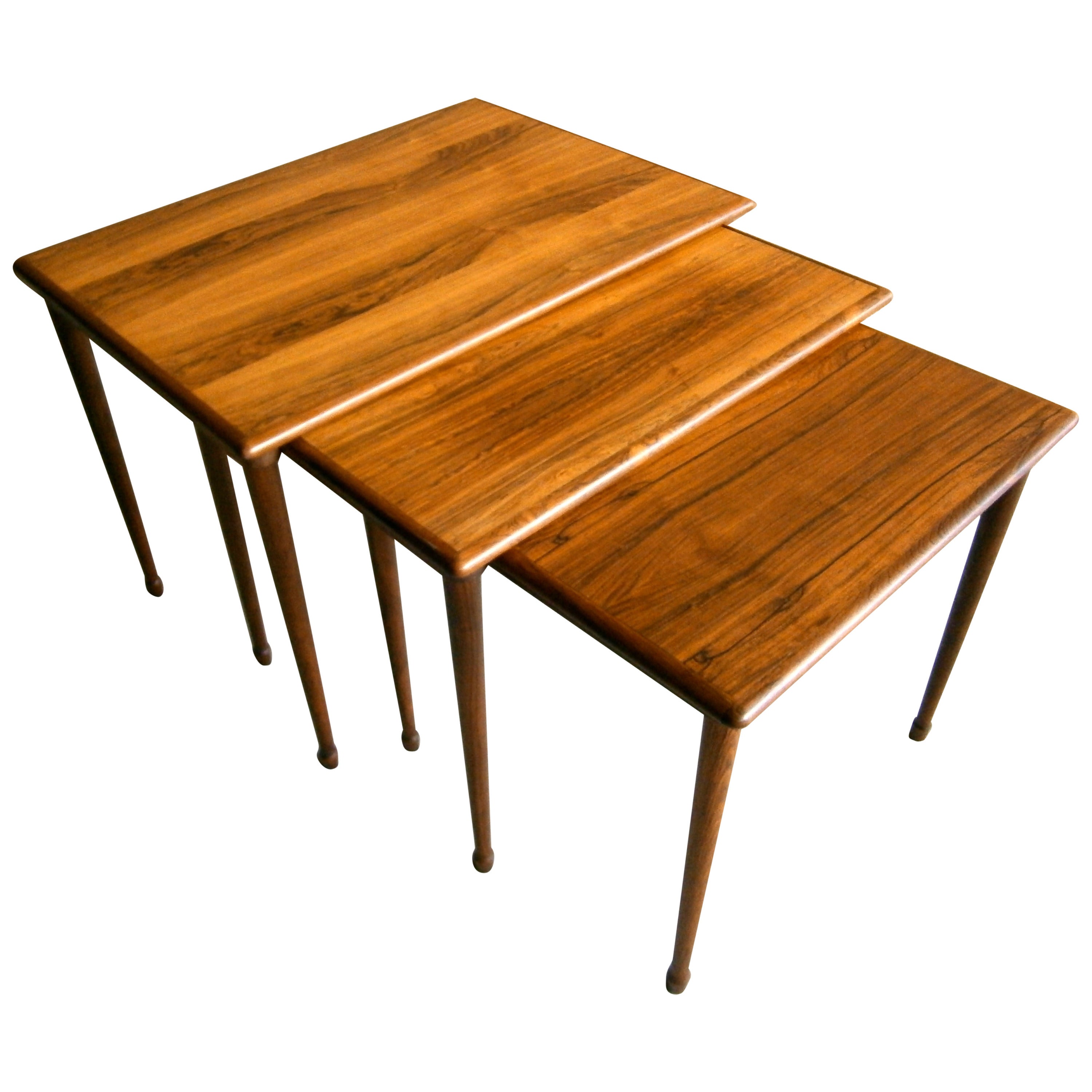 Trio of Norwegian Rosewood Stacking Tables Made by Brode Blindheim  C.1960s For Sale