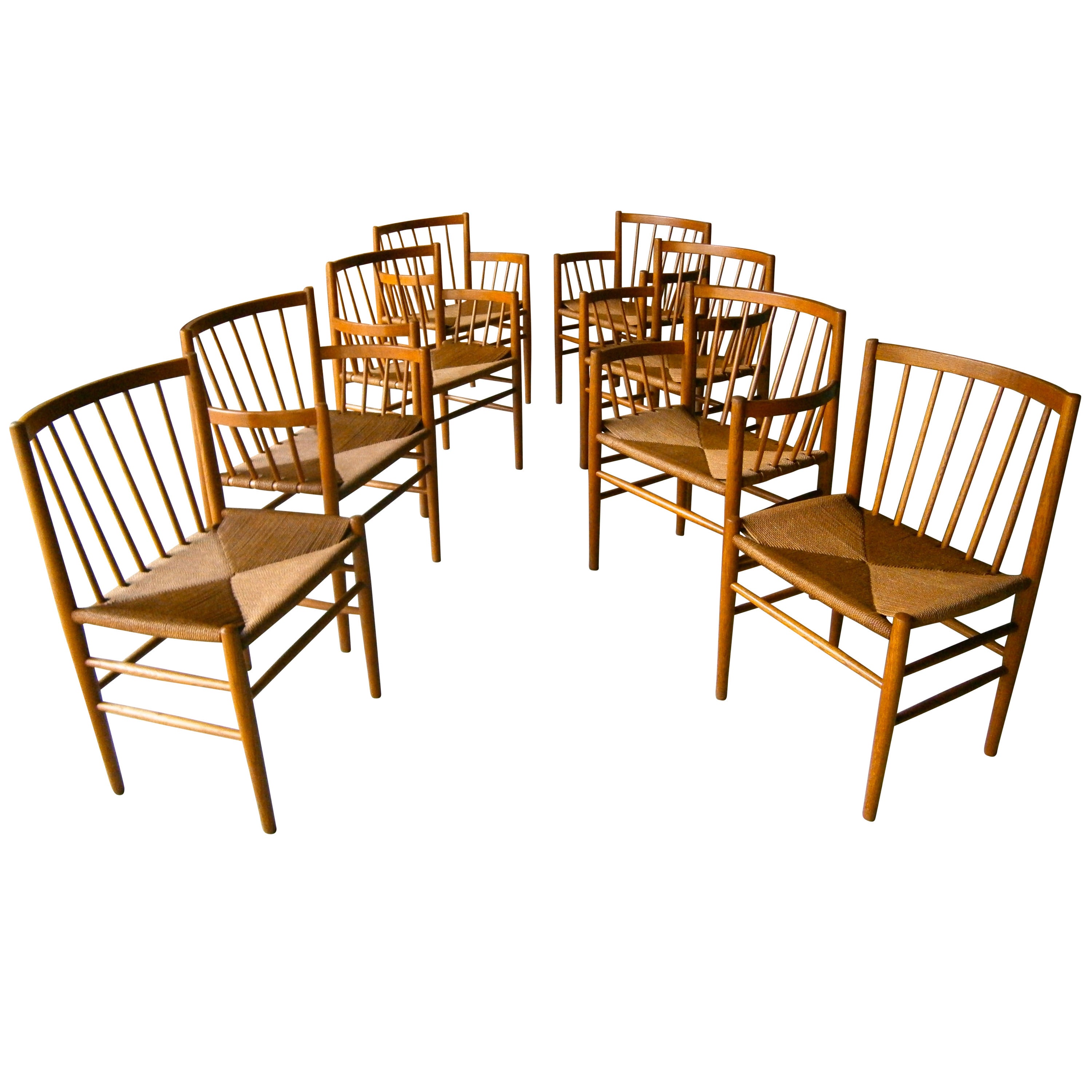 Set of Eight Danish Oak Dining Chairs by Jørgen Bækmark for FDM Møbler For Sale