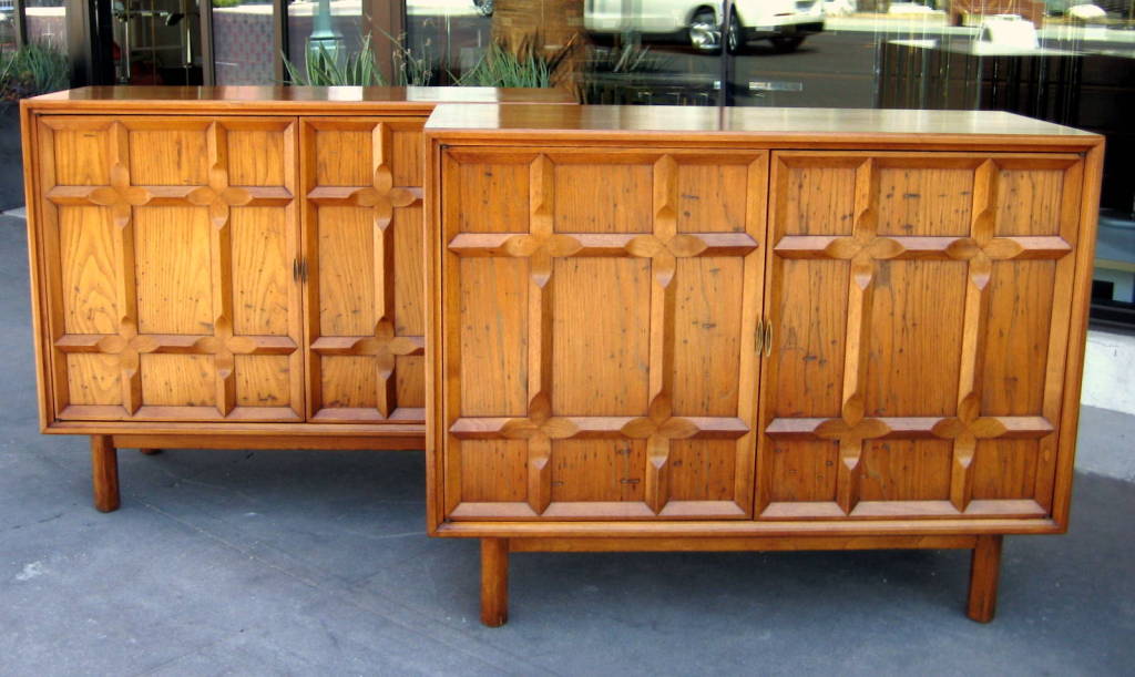 A pair of 1950's walnut and hickory chests by Heritage for John Colby & Sons