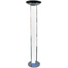 Chrome Plated Steel and Lucite Torchiere Floor Lamp