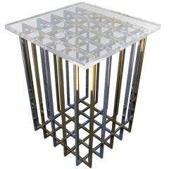 A brass and chrome cage side table by Pierre Cardin c. 1970's.