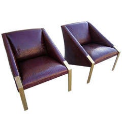 A Pair of Club Chairs attrib. to Milo Baughman for Directional C. 1980's