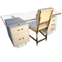 A vintage custom designed acrylic desk and chair C.1978