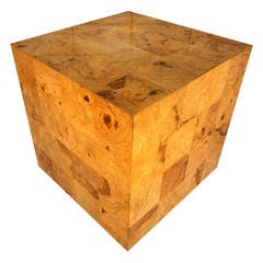 A Labeled Burl Wood Cube By Milo Baughman For Thayer Coggin