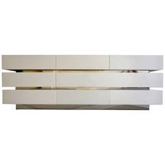 Nine-Drawer White Lacquered Chest in the Style of Jean-Claude Mahey