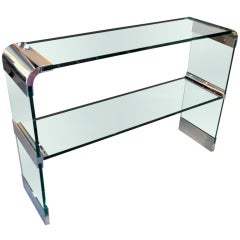 A nickel plated steel and glass Pace Collection console c.1970's