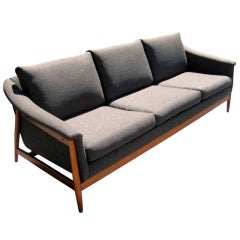 Swedish teakwood sofa designed by Alf Svennson for Dux