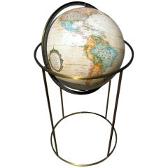 World Globe on Brass Stand attributed to Paul McCobb