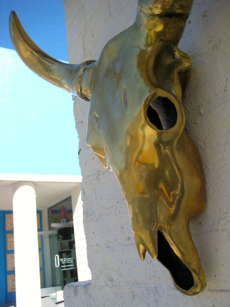 Mid-Century Modern A large scale solid polished brass sculptural cow skull c.1970's