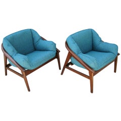 A pair of Danish Modern walnut club chairs C.1960