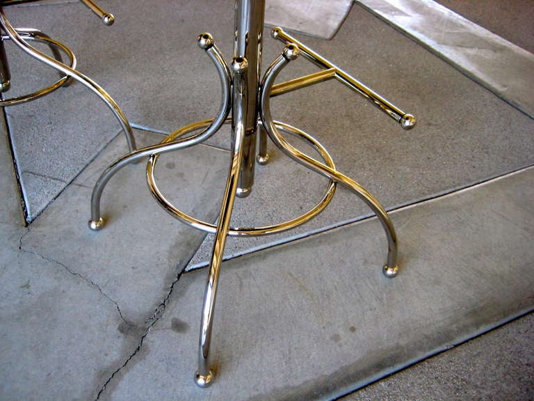 A pair of nickel plated steel bar stools manufactured by Hudson-Rissman C. 1965 3