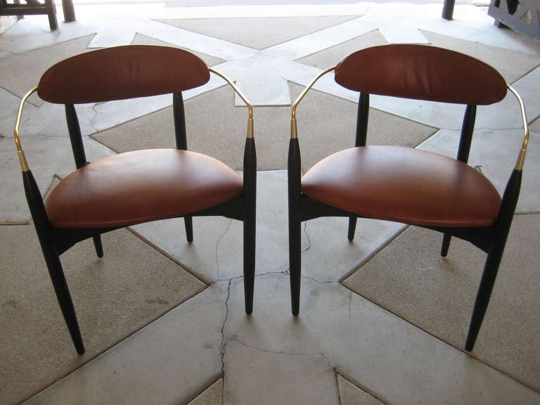Danish A Gamine Pair Of Arm Chairs By Dan Johnson For Selig C. 1960's