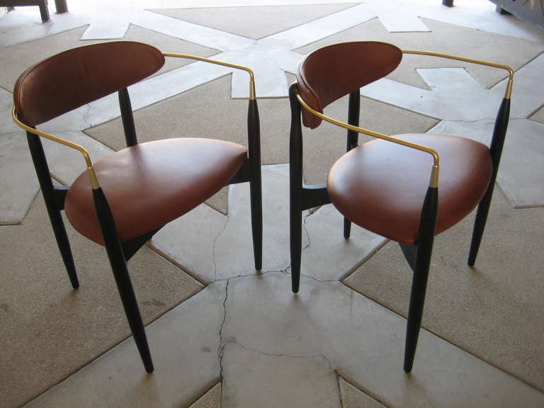 Mid-Century Modern A Gamine Pair Of Arm Chairs By Dan Johnson For Selig C. 1960's