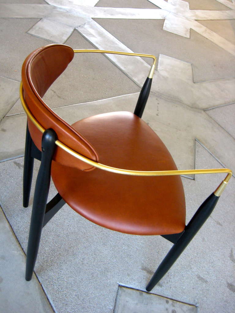 Wood A Gamine Pair Of Arm Chairs By Dan Johnson For Selig C. 1960's