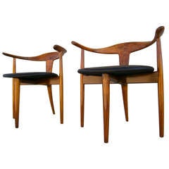 Vintage A Pair Of Danish Teak Wood Armchairs Branded Moreddi.c.1960's.