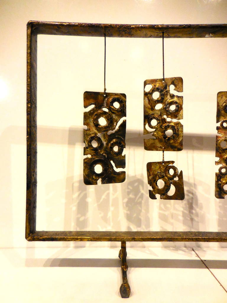 Lyrical Gilded Steel Table Top Sculpture by American Sculptor Del