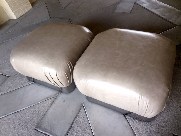 Pair of Square "Souffle" Ottomans in the Manner of Karl Springer