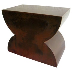 A Custom Made Hourglass Form Bronze Patinated Steel Side Table