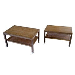A Pair Of Cerused Mahogany And Cane Low Tables C. 1960