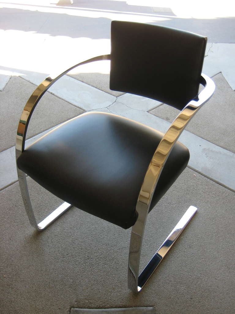 Mid-Century Modern A set of six steel and leather dining chairs by Mark Mascheroni for Brueton