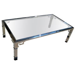 A Vintage 1970
s Asian Influenced Mastercraft Nickel Plated Coffee Table