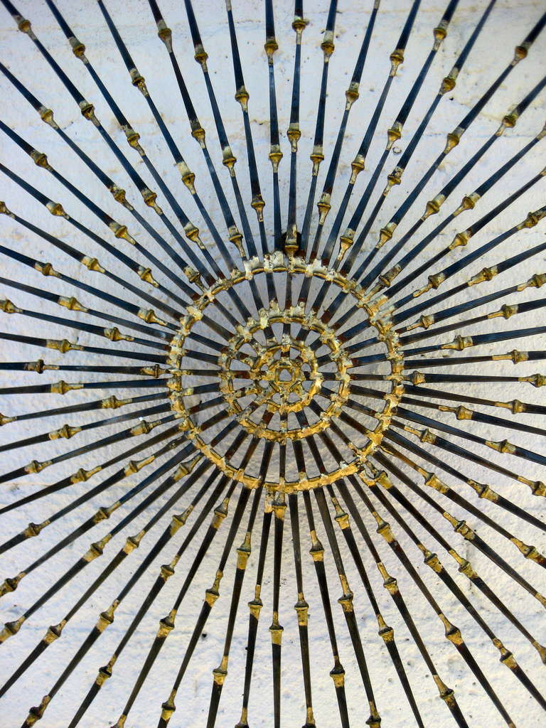 A Vintage 1960's Radiant Starburst Metal Spike Wall Sculpture. at 1stdibs