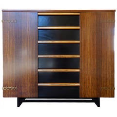 Exceptional and Rare Figured Paldao Wood Tall Chest by Mastercraft, circa 1950s