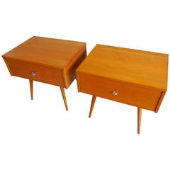 Pair of Planner Group Beechwood Bedside Tables by Paul McCobb, circa 1950s