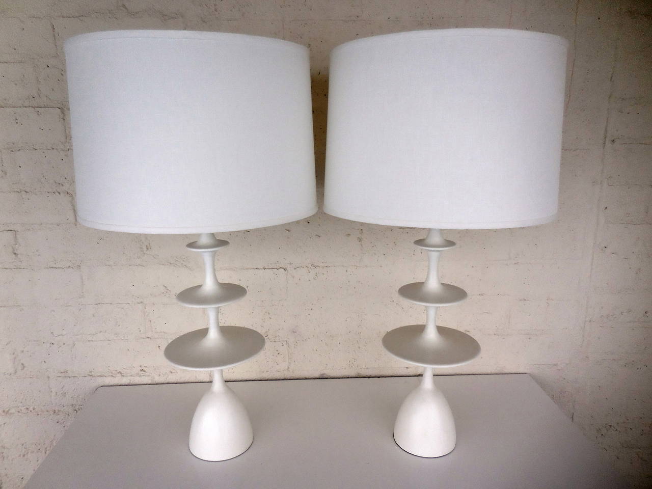 Pair of Waxed Gesso "Metro Lamps" by Christopher Anthony Ltd