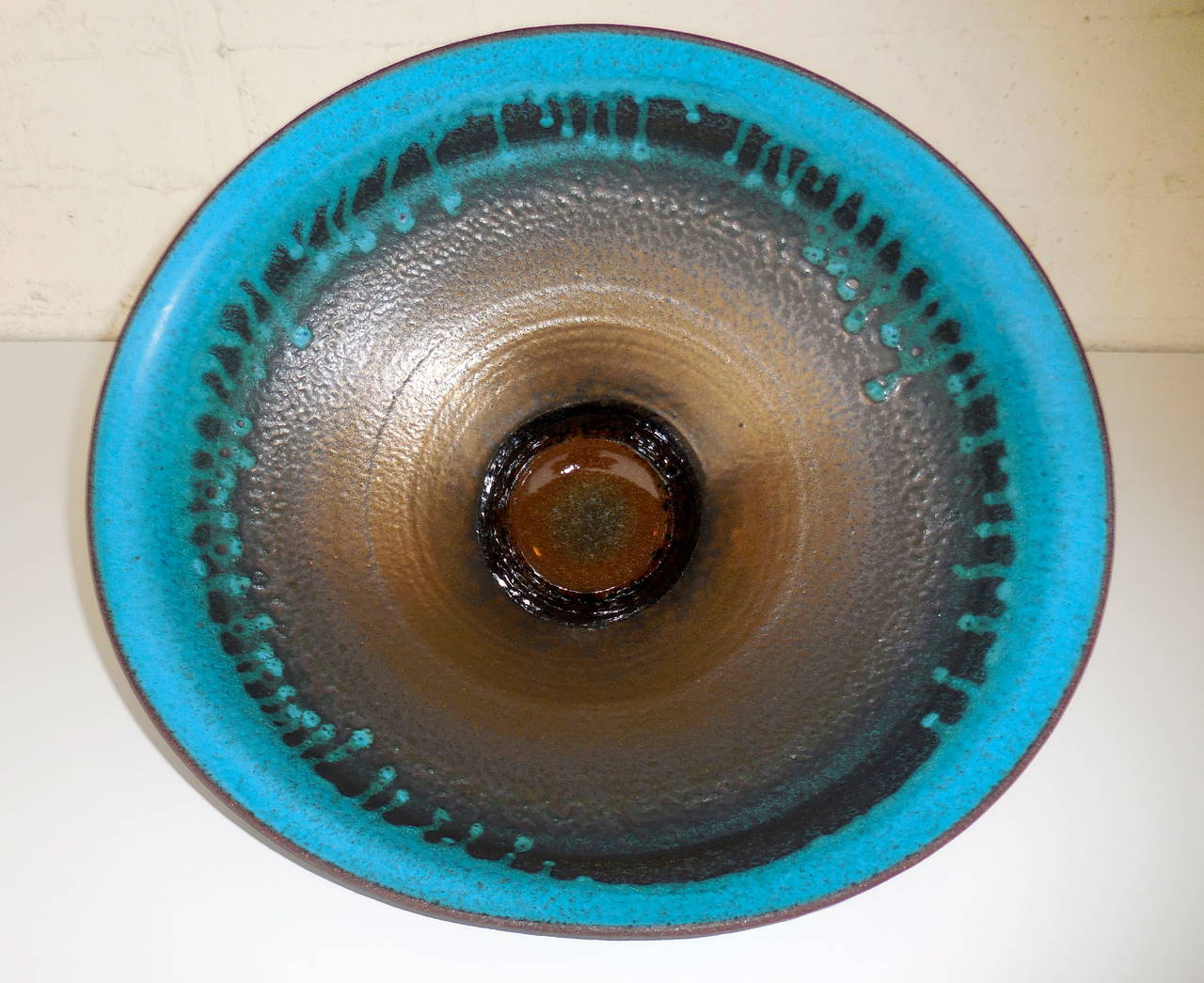 DripGlazed Ovoid Ceramic Bowl by American Artist Jeremy Briddell at
