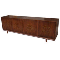 A large walnut credenza attributed to Monterverdi Young for Cal Mode C. 1960.