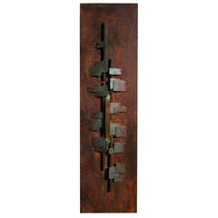 A Sophisticated Deeply Patinated Vintage 1960
s Brutalist Wall Sculpture.