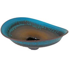 Drip-Glazed Ovoid Ceramic Bowl by American Artist Jeremy Briddell