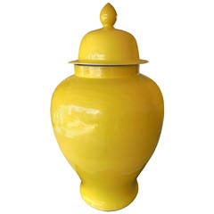 Chinese Imperial Yellow Glazed Porcelain Temple Vase, circa 1960s
