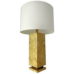 Goat Skin and Brass Table Lamp in the Style of Aldo Tura, circa 1960s