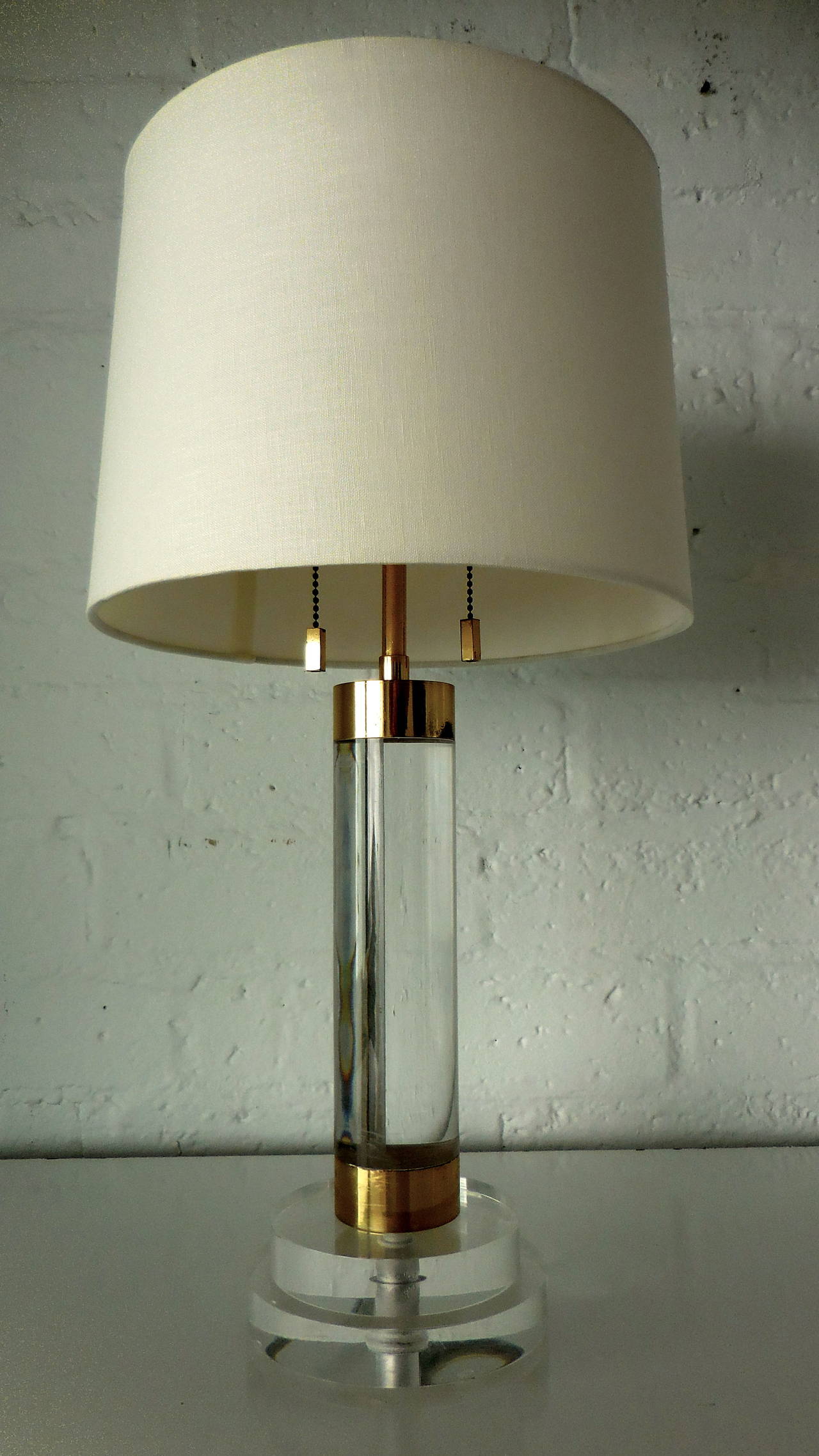 Lucite and Brass "Bouilotte" Lamp by Karl Springer, circa 1980s