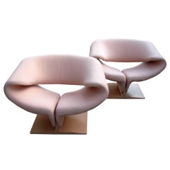 A Pair of Sexy Pink Vintage Artifort Ribbon Chairs by Pierre Paulin c.1970.