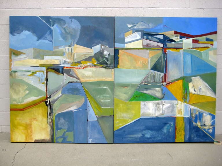A large scale diptych titled "Canyon Series" by American artist David Baca