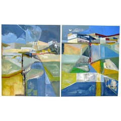 A large scale diptych titled "Canyon Series" by American artist David Baca