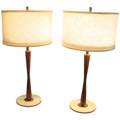 A pair of table lamps designed by Gerald Thurston for Lightolier.  C. 1950's