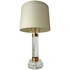 Lucite and Brass "Bouilotte" Lamp by Karl Springer, circa 1980s