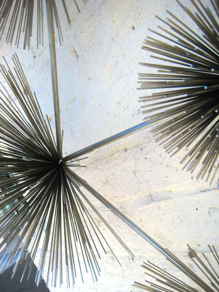 A Chrome Pom Pom/sea Urchin Wall Sculpture By Curtis Jere C. 1970's 1