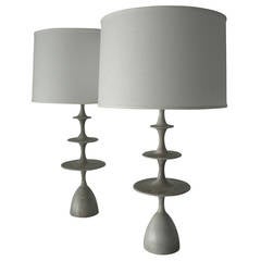 Pair of Gray Stained Oak "Metro" Lamps by Christopher Anthony Ltd.