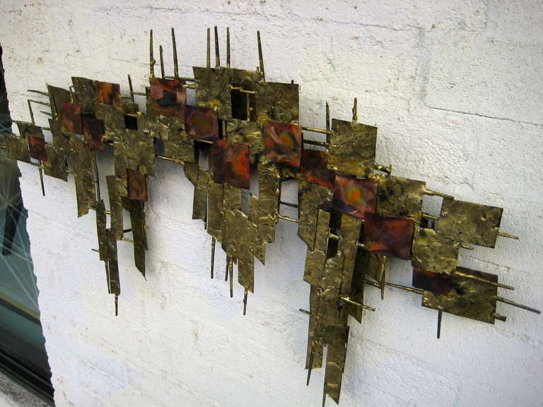 A 1960's Gilded Steel And Copper Wall Sculpture Attributable To Peter Pepper Products 2
