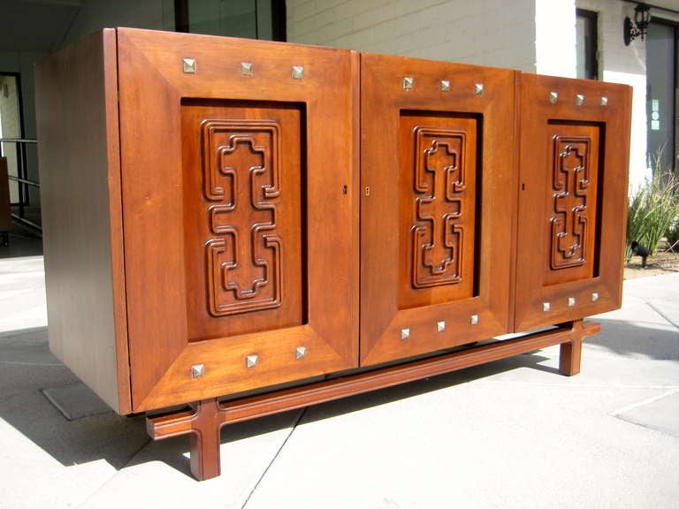 Mid-Century Modern A Rare And Fantastic Mexican Mid Century Three Door Sideboard By Edmund J. Spence