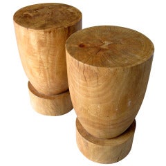 A Pair Of Asian Carved Wood With Butterfly Joint Side Table/stools A Pair Of Asian Carved Wood With Butterfly Joint Side Table/stools